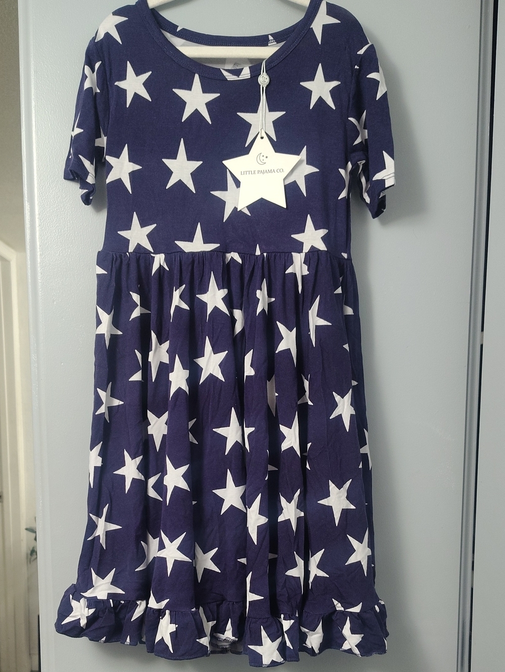 Girls' Navy Star Print Dress